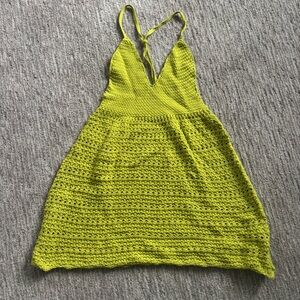 Lime Crochet Halter Sun Dress